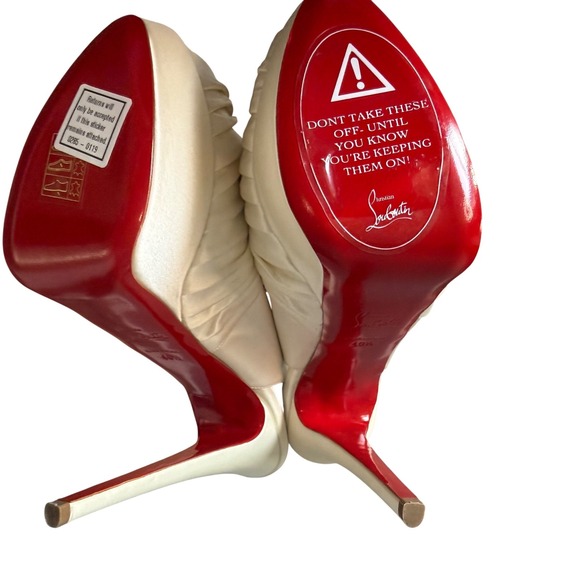 Christian Louboutin Jenny 150 Off White Satin Heels EU 40.5 US 10.5 Bridal - Picture 4 of 11